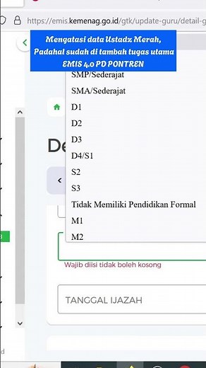 MENGATASI DATA USTADZ MERAH, PADAHAL SUDAH DI TAMBAH TUGAS UTAMA #updateemispdpontren