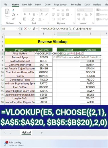 Reverse VLOOKUP in Excel 🔄 (Left Lookup Trick!) | Excel में Left Side से VLOOKUP कैसे करें? ⚡#excel