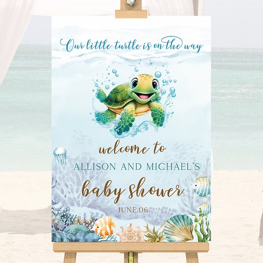 Sea Turtle Baby Shower Welcome Sign: Personalized Ocean Theme Template for Boys, BS67 - Etsy