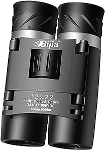 BIJIA 12x22 HD Mini Compact Binoculars for Kids and Adult,Hunting,Bard Watching,Concert,Sport and Outdoor Activities (Lastest Optics Coating Technology)