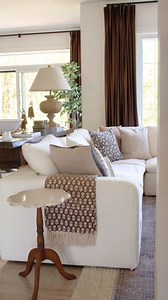 1.8K views | Custom curtains are one of the best ways to add softness, height, and intention to a room, and as the seasons shift, so does the fabric. Stay tuned to see how this simple switch transforms the space. ✨ Achieve the Look: Birkin, Chocolate, Tailor Pleat, Unlined Use Code ATHOMEWITHCATE to get 20% Off! :@athomewithcate #twopageshome #twopagescurtains #homestyling #homestylemasters #homegoals #newbuildhome #newbuildjourney | Twopagescurtains | Facebook