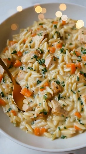 1.1K views | This ultra-creamy dish is everything you need: tender chicken, soft carrots, and luscious orzo pasta, all cooked in one pot. It's simple, quick, and unbelievably delicious. Find the full, detailed Creamy Chicken Pot Pie Orzo Recipe in the post right before this one on our page! You're going to love this.  #orzo | Cravings recipes | Facebook