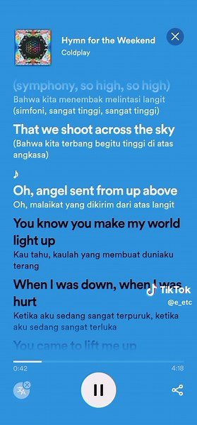 🎶Hymn for the weekend - Coldplay #spotifylyrics #coldplaysongs #foryou #fyp