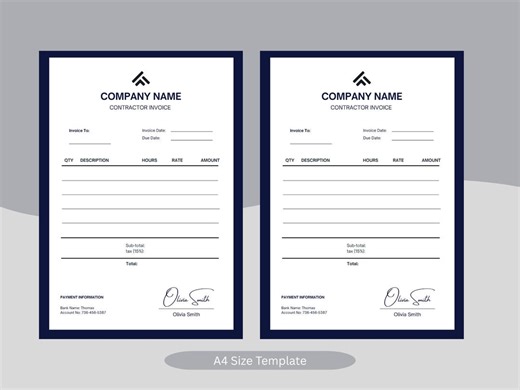 Contractor Invoice Template Editable Canva | Construction Billing A4 Printable for Freelancers, Self Employed, Small Business Owners - Etsy