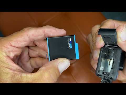 How to open the battery compartment door, remove and insert battery in a GoPro Hero 10 black