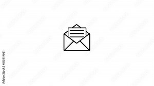 Envelope line icon inside circle, message file, in-box, outline, line icon video animation.