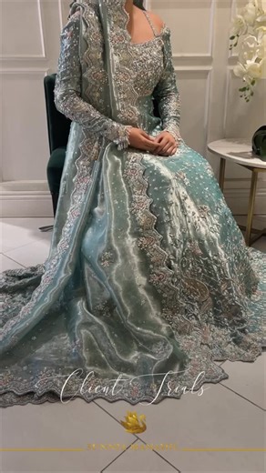 Sunnia Manahil Clothing | Trials at Sunnia Manahil! ✨ AURIAL - A regal sea green Lama gown, designed with intricate heavy embroidery across the bodice and extending... | Instagram