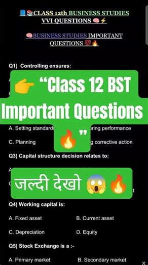 👉 “Class 12 BST Important Questions 🔥” #ytshorts #shortsfeed #exam #education #viral #trending #ssc