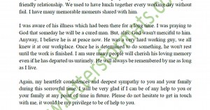 Condolence Mail to Family of Colleague Coworker who Died
