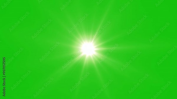 4K Yellow light rays on green screen. Light animation from center. Light rays footage chromakey