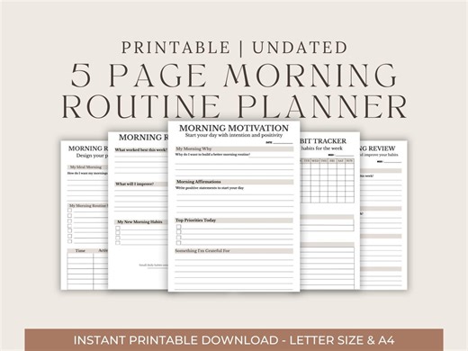 Morning Routine Planner | Habit Tracker, Motivation Workbook (digital Download) - Etsy Canada
