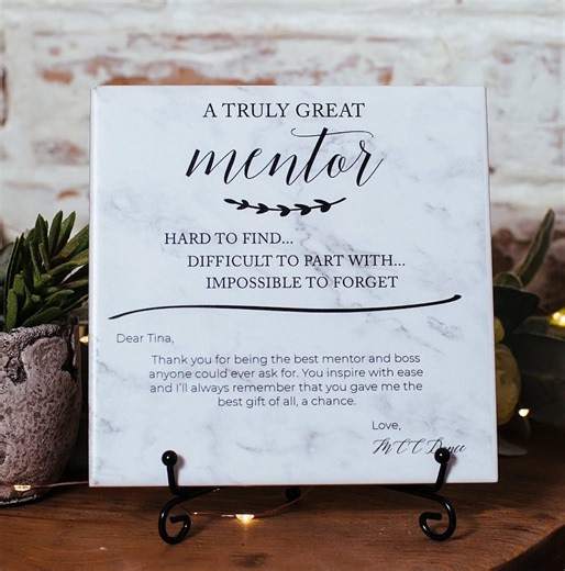 Marble Mentor Tile Plaque, Thank You Mentor Sign, Custom Boss Appreciation for Retirement, Teacher, Counselor, Coach, Adviser - Etsy