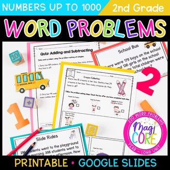 Addition & Subtraction Word Problems within 100 & 1000 2nd Grade Worksheets Game