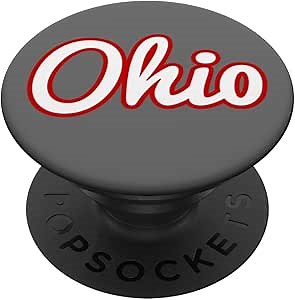 State of Ohio Script Logo Grey Red White PopSockets Adhesive PopGrip