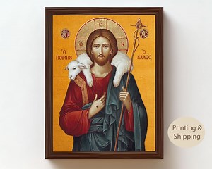 Good Shepherd Orthodox Icon: Byzantine Christian Canvas Art - Etsy