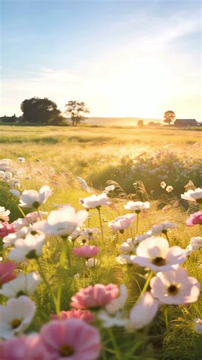 Relaxing Music | Golden Flower Field in Soft Sunlight #healing #relaxing #relax #gentlepianomusic