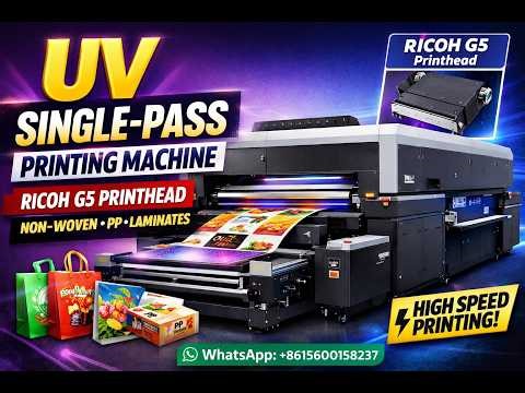 UV SinglePass Printing Machine RICOH G5 Printhead Non Woven, PPPE Industrial Packaging Printing