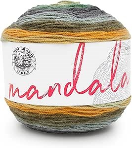 Lion Brand Yarn, Mandala DK Lightweight Yarn for Knitting, Crochet, and Crafts, Werewolf, 1 Pack, Self-Striping Acrylic Fiber for Baby Blankets, Multicolor Shawls and Variegated Cardigans