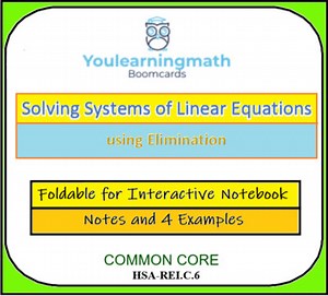 Solving Systems of Linear Equations using Elimination - Foldable for INB   SMART