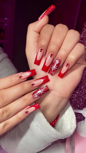 Christmas Nail Art Tutorial: Red Acrylic Designs