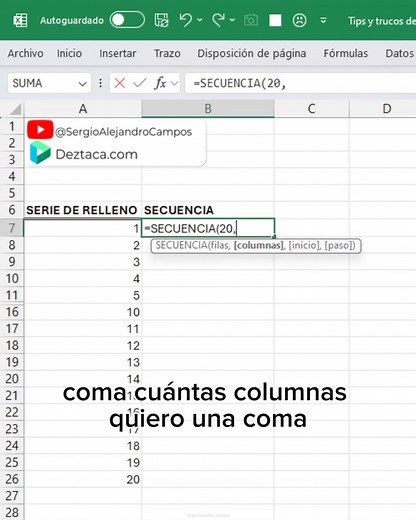 🔥 Cómo generar Números Consecutivos con la función SECUENCIA en #Excel | EXCELeINFO