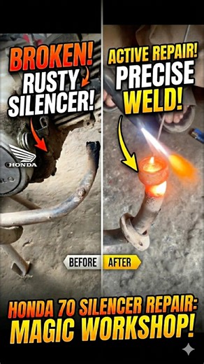 Rusty Broken Silencer Repair! #BikeRepair "ٹوٹا ہوا سلنسر، نئے جیسا ہو گیا#shorts #viral #bike
