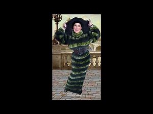 Black and green fluffy fur long dress Erell crossdresser transvestite travestie