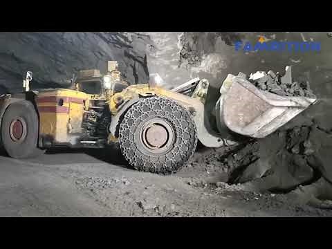 Fambition FL10 Underground Scooptram remote control operation in mine.