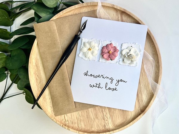 Handcrafted Floral Bridal Shower Card: Wedding Congrats Gift - Etsy