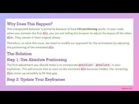Understanding Why Moving the First Div Doesn’t Affect Others in CSS Animation