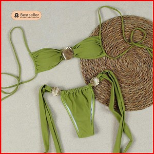 Green Seashell Bikini: Boho Beach Holiday Swimsuit - Etsy