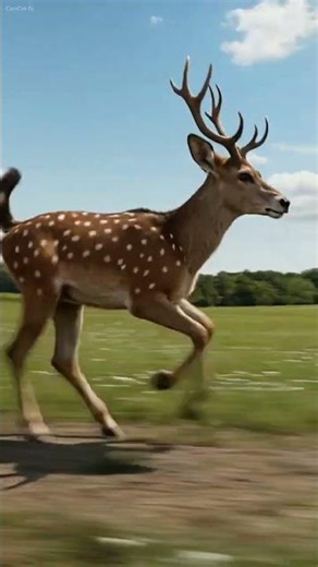 a deer running in the field animation