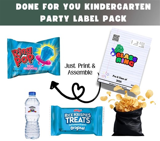 Kindergarten Graduation Party Label Pack, Done for You Snack Wrappers (digital Download) - Etsy