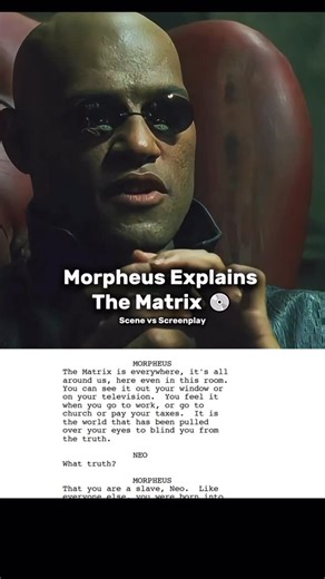 Scene vs Screenplay on Instagram: "Which path would you choose? 💊 Fun fact: Will Smith was approached to play Neo, but turned down the offer in order to star in Wild Wild West 🙈 Scene and Screenplay from “The Matrix” (1999) 🎬 #matrix #morpheus #neo #screenplay #scene"