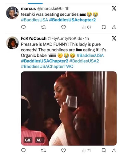 #6 SECURED‼️ That’s right, #BaddiesUSAChapterTWO, #Tesehki, #Tommie, #MissKaniyah, #AmberAli & #MsEgypt all has FANS talking on TWITTER “X” last night!! 👏🏾🔥 Swipe right to see the TWEETS & comment your THOUGHTS 👇🏾
