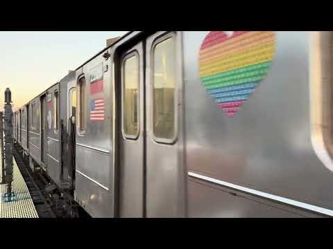 2 #1 trains passing 225th street station Marble Hill during rush hour