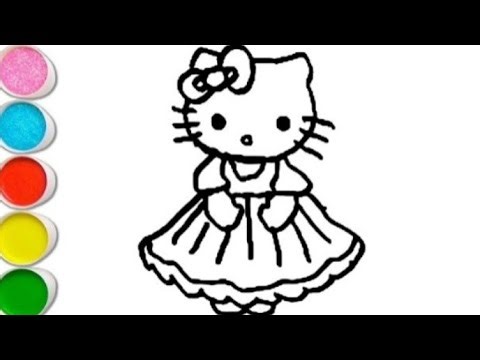 Cute Hello Kitty princess Drawing, Painting and Coloring For Kids and Toddlers_ Easy Drawing