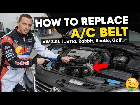 How to Replace Air Conditioner (A/C) Belt on VW 2.5L | Jetta, Rabbit, Beetle, Golf