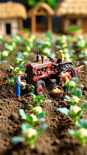 Tiny Farmers Harvesting Giant Cauliflower 🌱 | Satisfying Miniature Farming ASMR #shorts