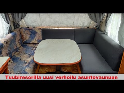 Asuntovaunun istuintyynyjen verhoilu helposti tuubiresorilla