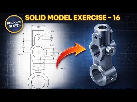CATIA V5 Solid Model Exercise 16 | 3D Modeling from 2D Drawing Step by Step | Beginner Tutorial