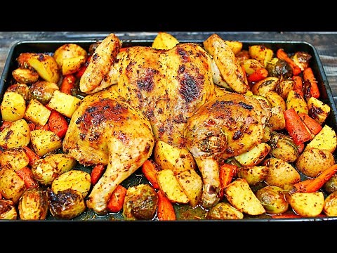 Best Ever Roasted Chicken and Veggies - Easy Roasted Spatchcock Chicken & Vegetables