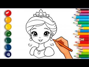 🎨 how to draw a cute princess / step by step drawing tutorial for kids