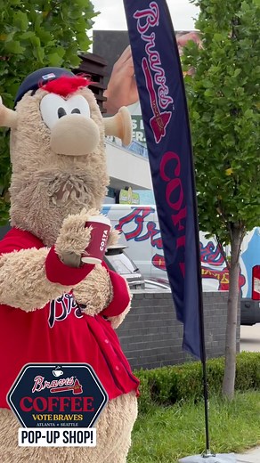 Scenes from our Braves Coffee pop-up shop this morning! ⭐️: Braves.com/vote | Atlanta Braves