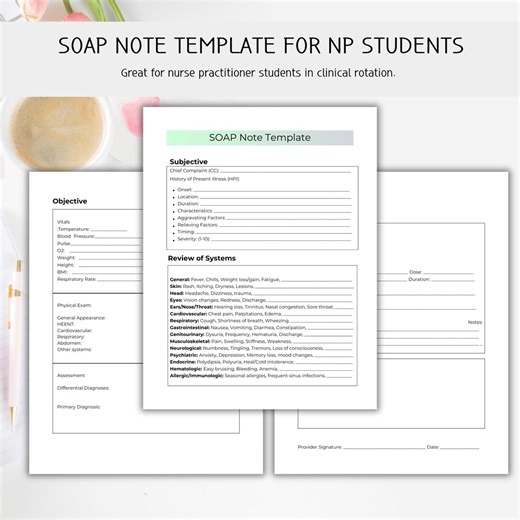 SOAP Note Template for Nurses, Nurse Practitioners, Nursing Students, and NP Students for Print or Use on a Tablet in Clinical - Etsy