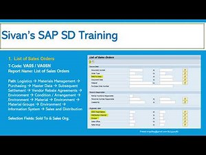 SAP SD Sales Orders Reports Part1 VA05 or VA05N | Sivan's SAP SD Training