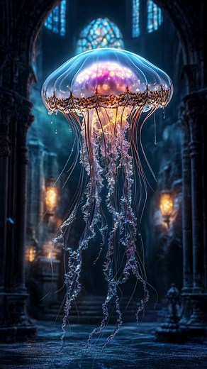 Jellyfish Live Wallpaper in Underwater Castle 4K