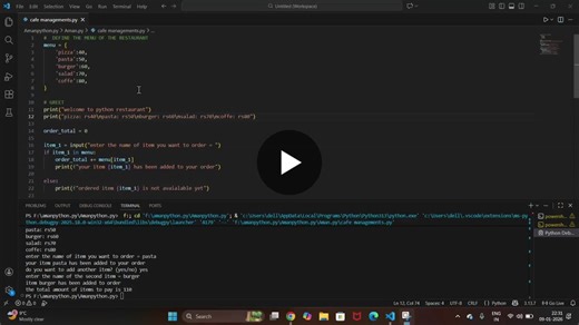 🚀 Today I completed a Python project! 📌 Project Name: Restaurant Billing System (Python) In this project, I created a simple menu-based billing system where: ✔ Users can view food items and… | Aman Sharma