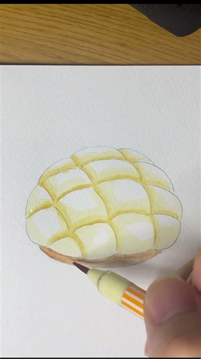 メロンパンを描きました|透明水彩 #水彩画 #イラストメイキング #手描きイラスト #watercolor