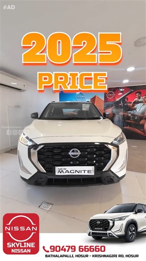 NAMMA HOSUR OFFICIAL on Instagram: "🚗 Nissan Magnite – Big Benefits on 2025 & 2026 Models ✨ Special benefits on selected models 💰 Up to ₹1,65,000 benefits on 2025 models 💰 Up to ₹93,000 benefits on 2026 models 📉 Nissan Finance ROI starting from 5.55%* ⚡ Limited stock • Immediate delivery available 📍 Skyline Nissan – Hosur 📞 90479 66660 | 95855 70000 Explore the Nissan Magnite today. Disclaimer: All prices, offers, and benefits mentioned are subject to change without prior notice and may va